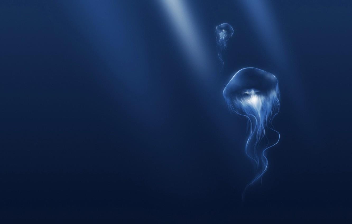 1332x850 Wallpaper blue, Medusa image for desktop, section минимализм