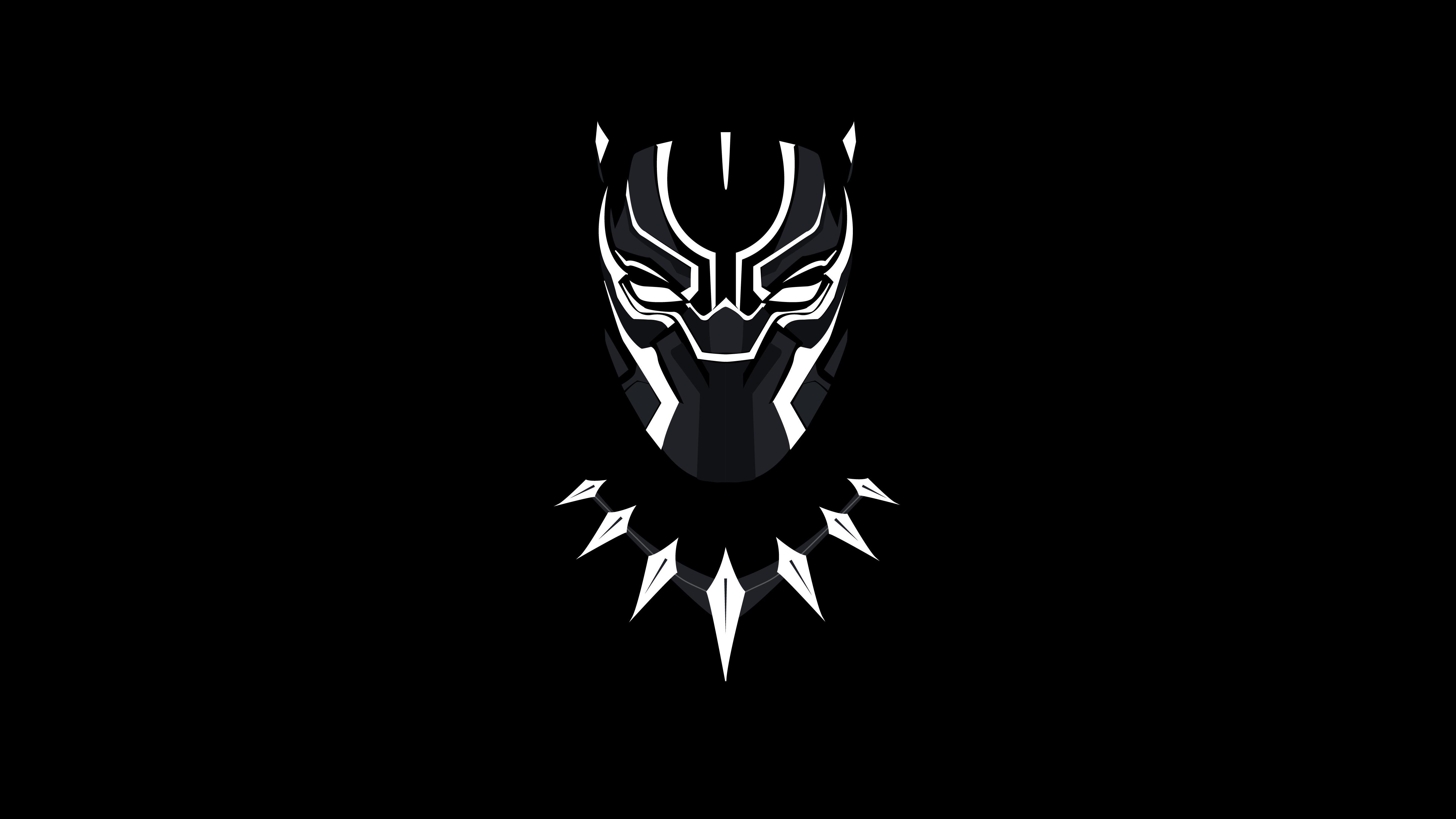 5120x2880 #Black, K, #Marvel Comics, #Dark background, #Black Panther, # Minimal. Mocah HD Wallpaper