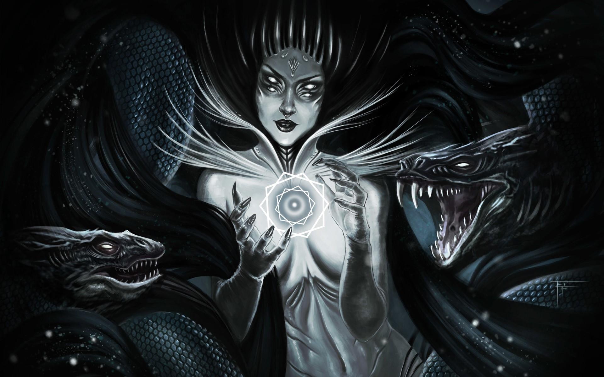 1920x1200 Ursula (Disney), dark fantasy, Medusa, frontal view, fantasy art, artwork, fantasy girl. Mocah HD Wallpaper