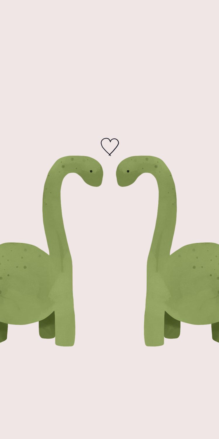 750x1500 Green Dino Aesthetic Wallpaper