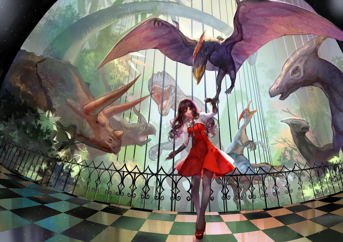 1200x848 animal asukaziye black hair dress gloves long hair monster hunter original pantyhose. konachan.com.com Anime Wallpaper
