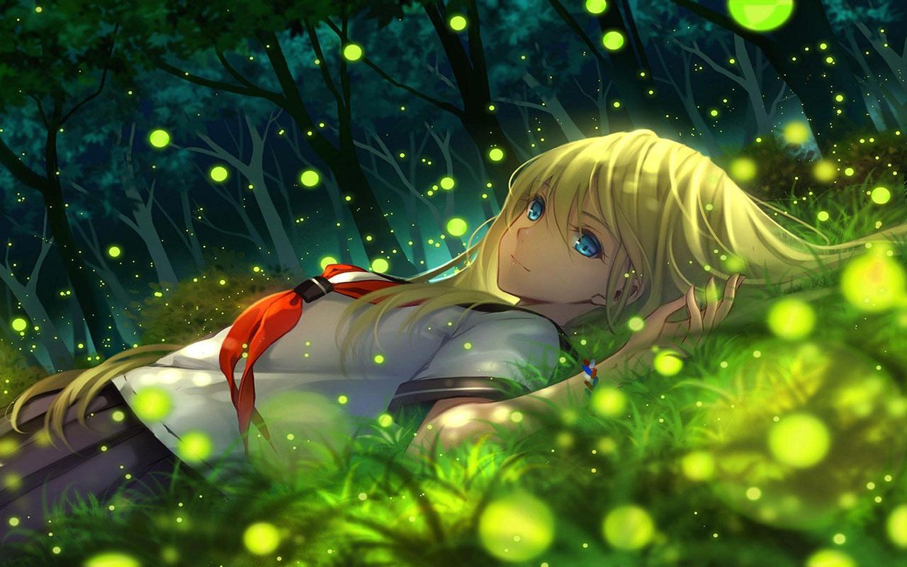 1280x800 Anime Girl Garden. HD Wallpaper Background Desktop Image Photo