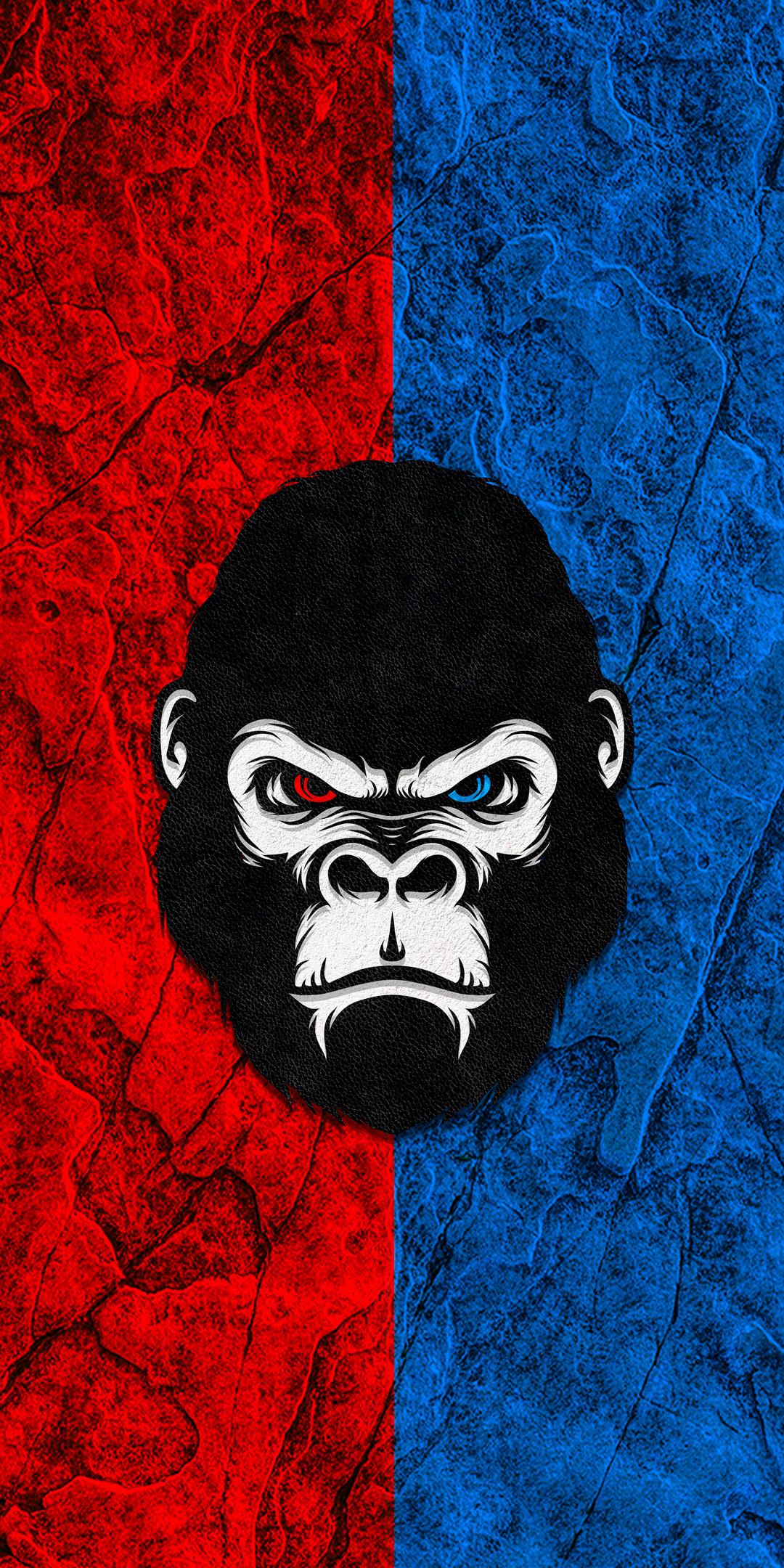 1080x2160 Free Wallpaper King Kong Red Blue Minimal