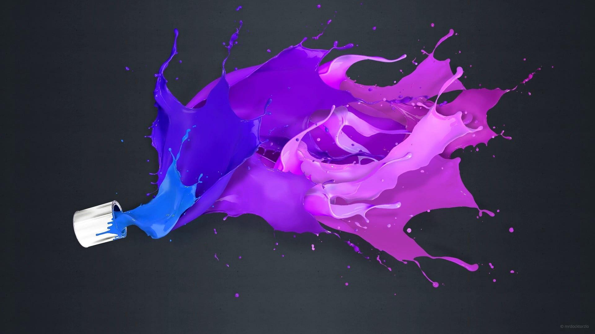 1920x1080 Pink And Purple Wallpaper Paint Splatter Illustration, Painting, Liquid