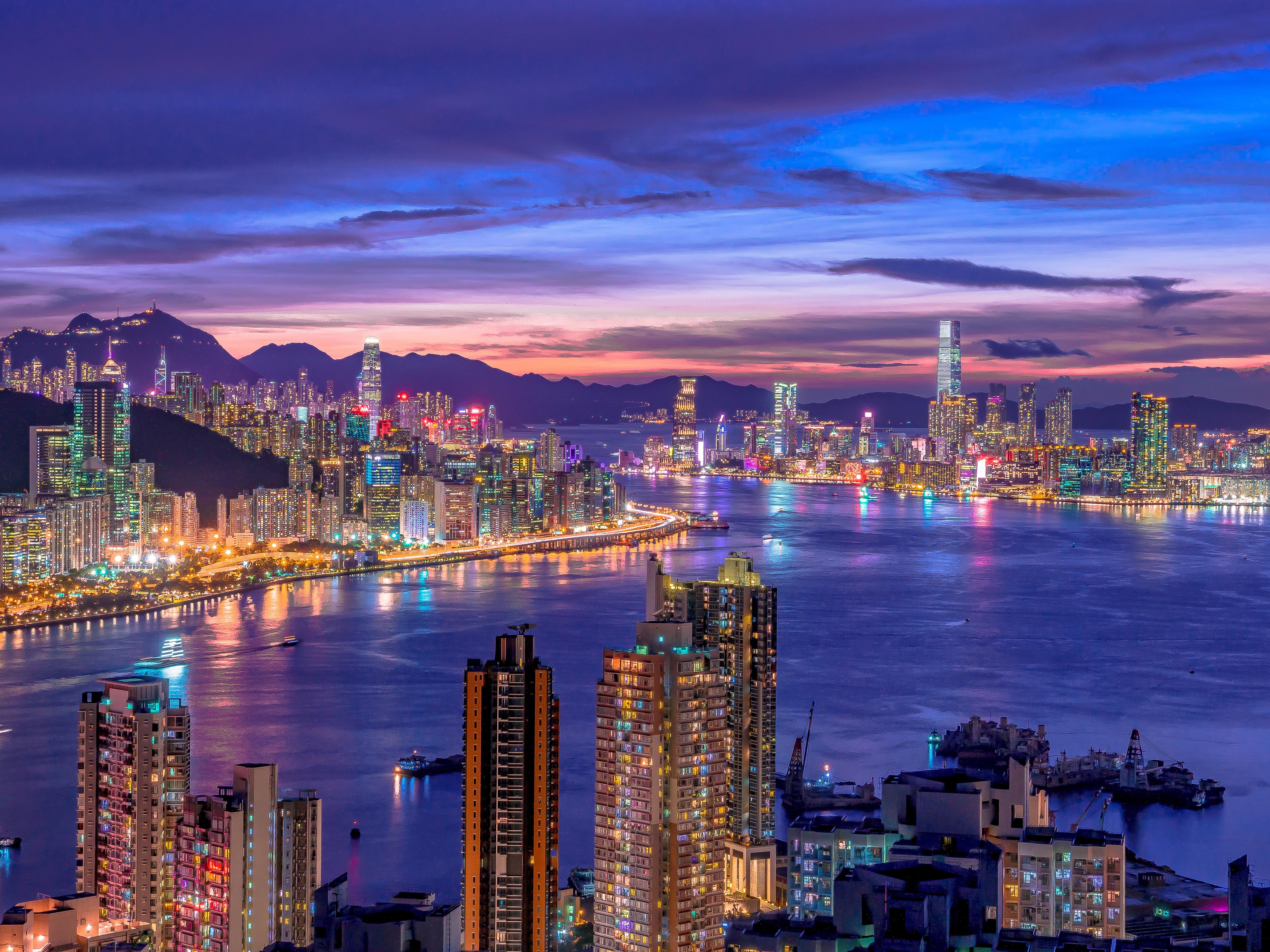 5184x3888 City Skyline Wallpaper 4K, Night life, Cityscape, Hong Kong