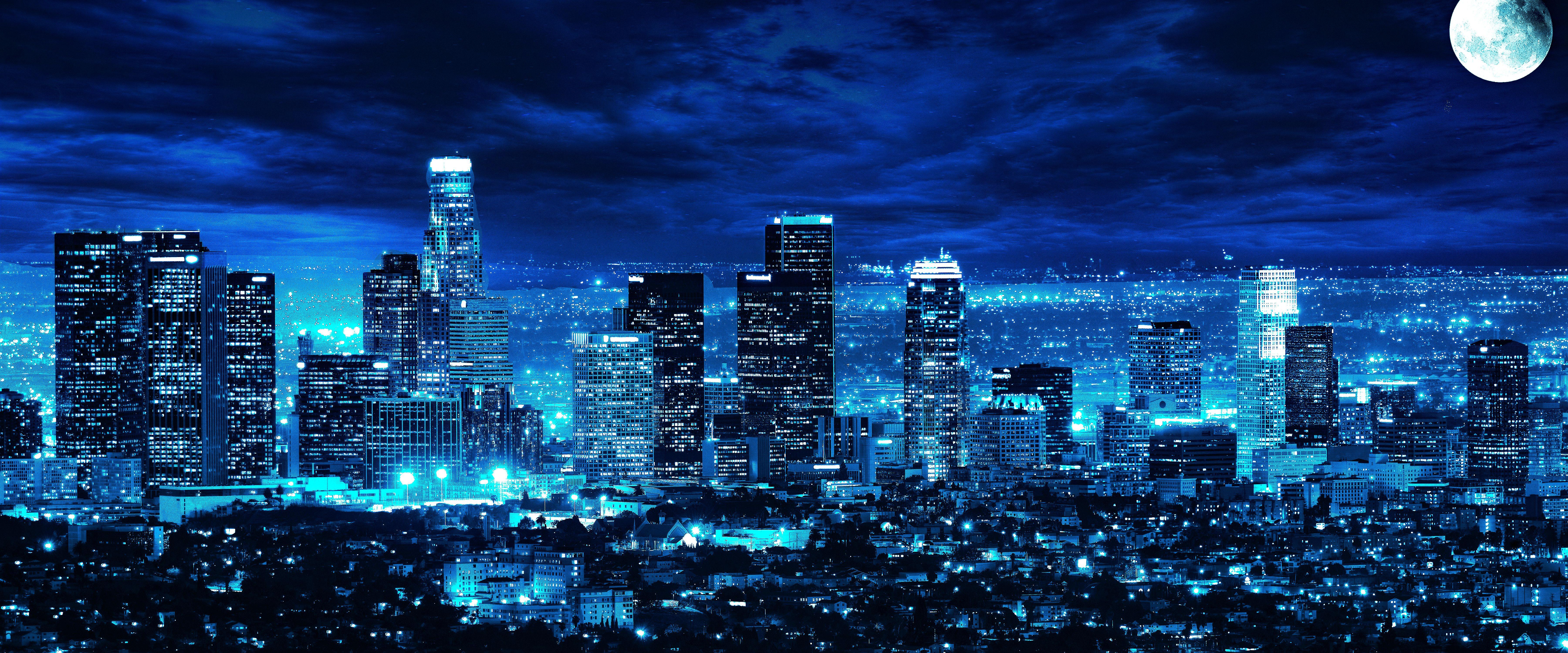 7200x3000 Nighttime City Skyline Wallpaper, HD Nighttime City Skyline Background