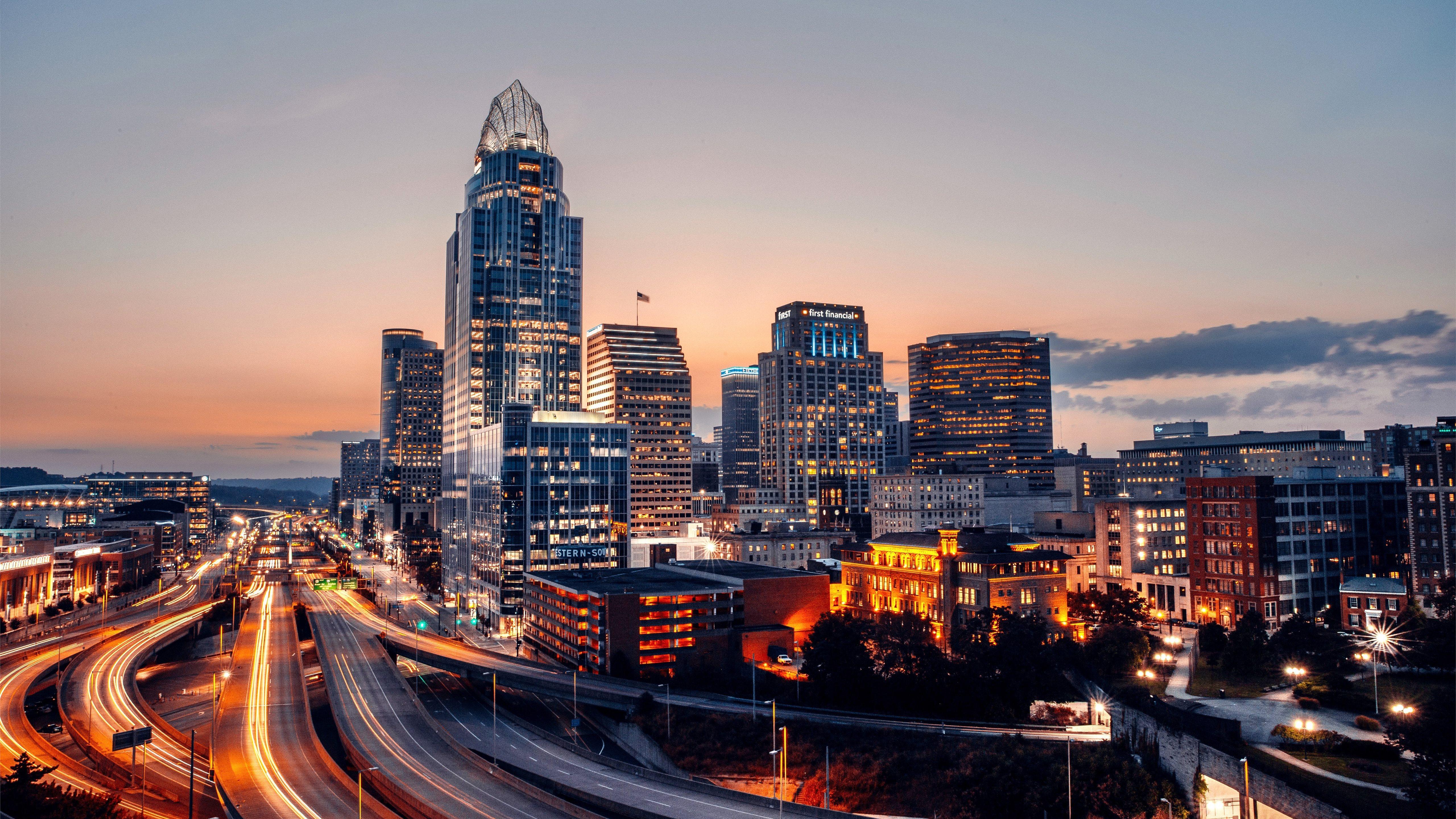 5120x2880 time lapse photography of city during night time MacBook Pro Wallpaper Download