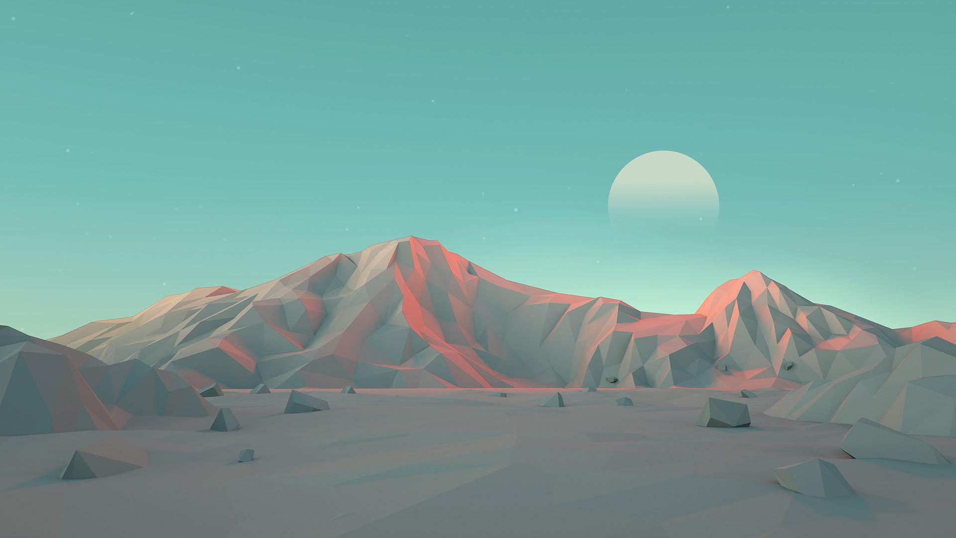 1920x1080 #mountains, #Mark Kirkpatrick, #low poly, #minimalism, #illustration, wallpaper. Mocah HD Wallpaper