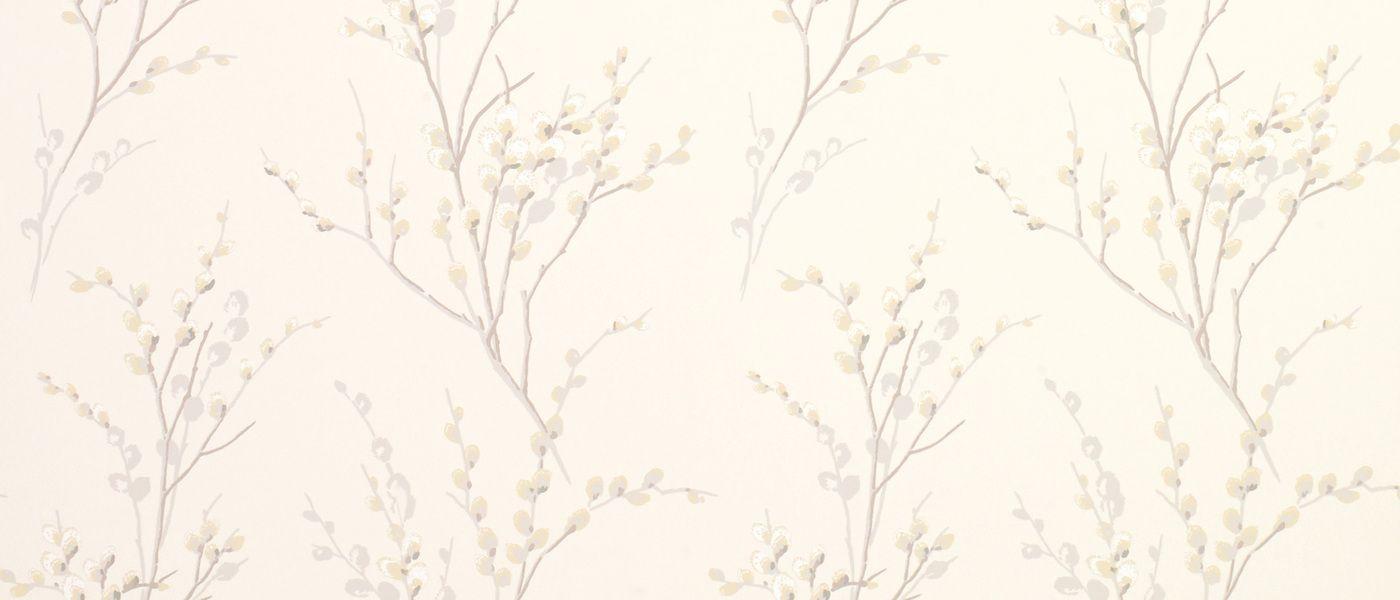 1400x600 Pussy Willow Off White Dove Grey Floral Wallpaper