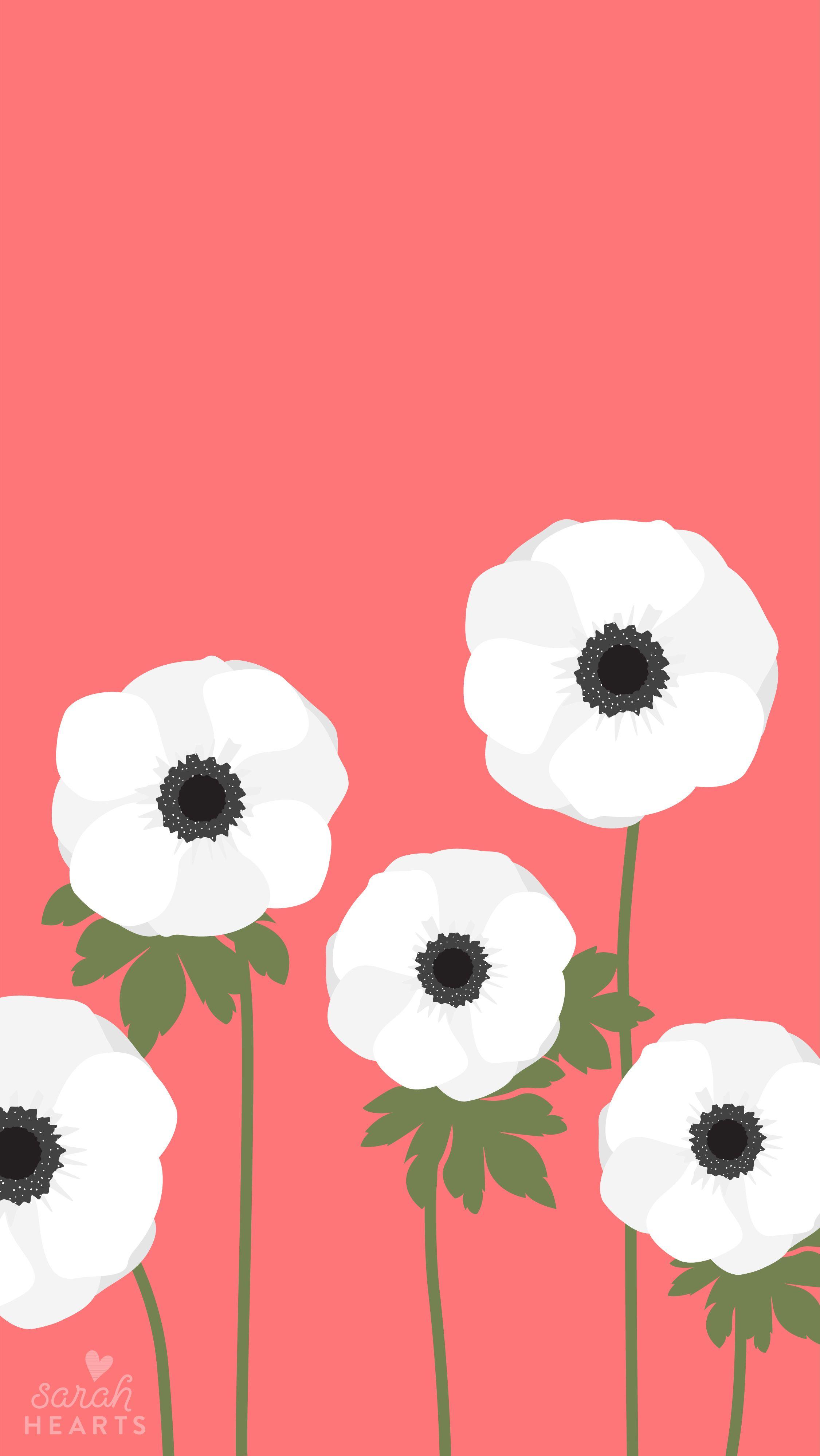 2251x4000 White Anemones April 2017 Calendar Wallpaper