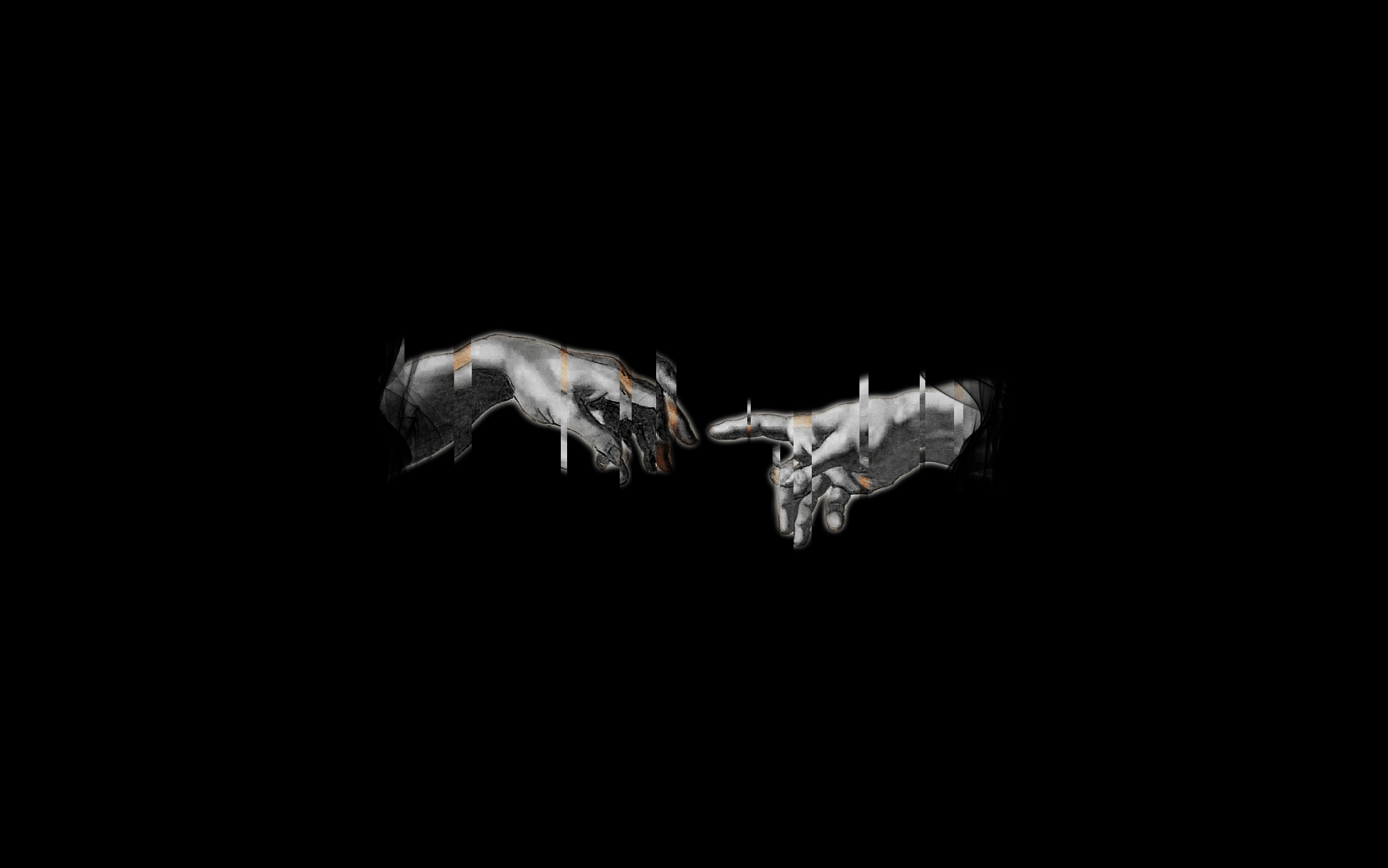 1980x1240 Wallpaper / black, white, simple, minimalism, black background, distortion, hands