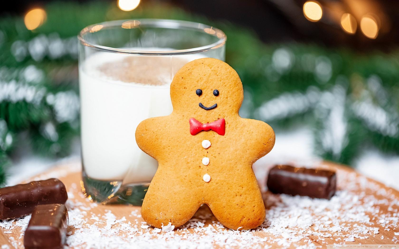 1680x1050 Cookie And Milk Santa Wallpaper