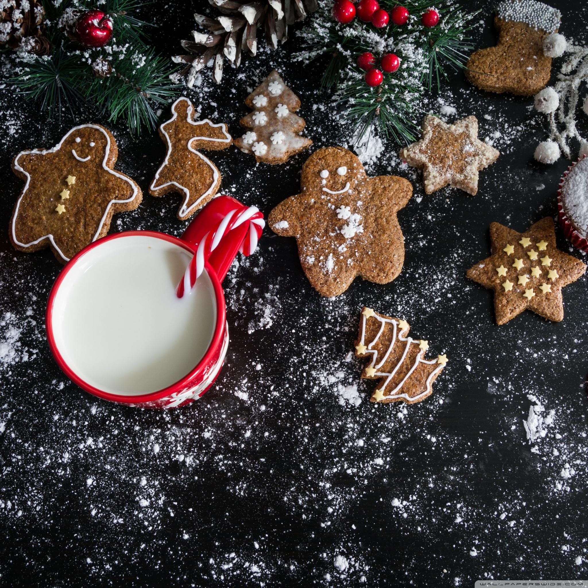 2048x2048 Christmas Gingerbread Cookies and Milk Ultra HD Desktop Background Wallpaper for 4K UHD TV : Widescreen & UltraWide Desktop & Laptop : Multi Display, Dual Monitor : Tablet