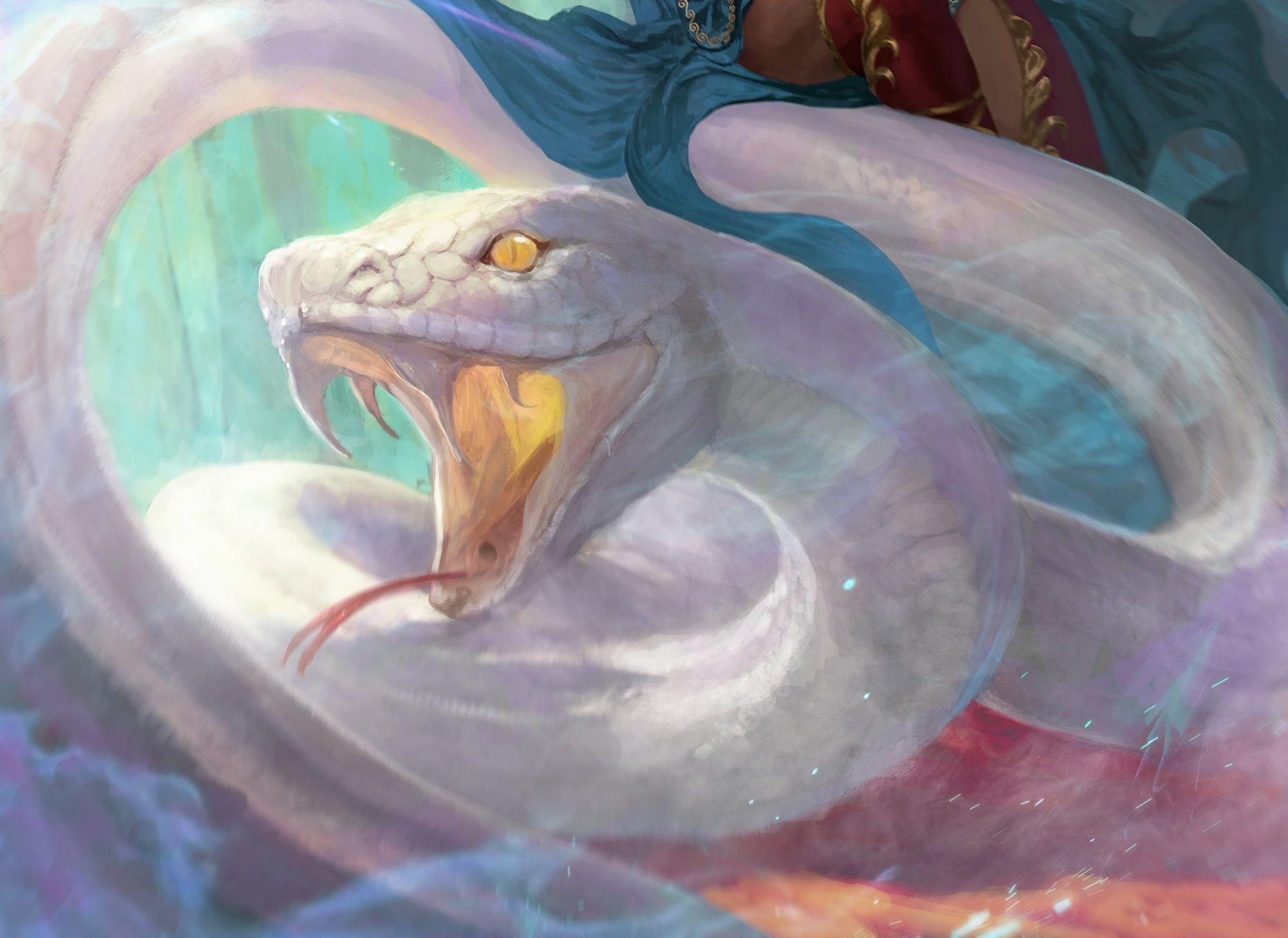2000x1458 HD wallpaper: Giant white snake, art