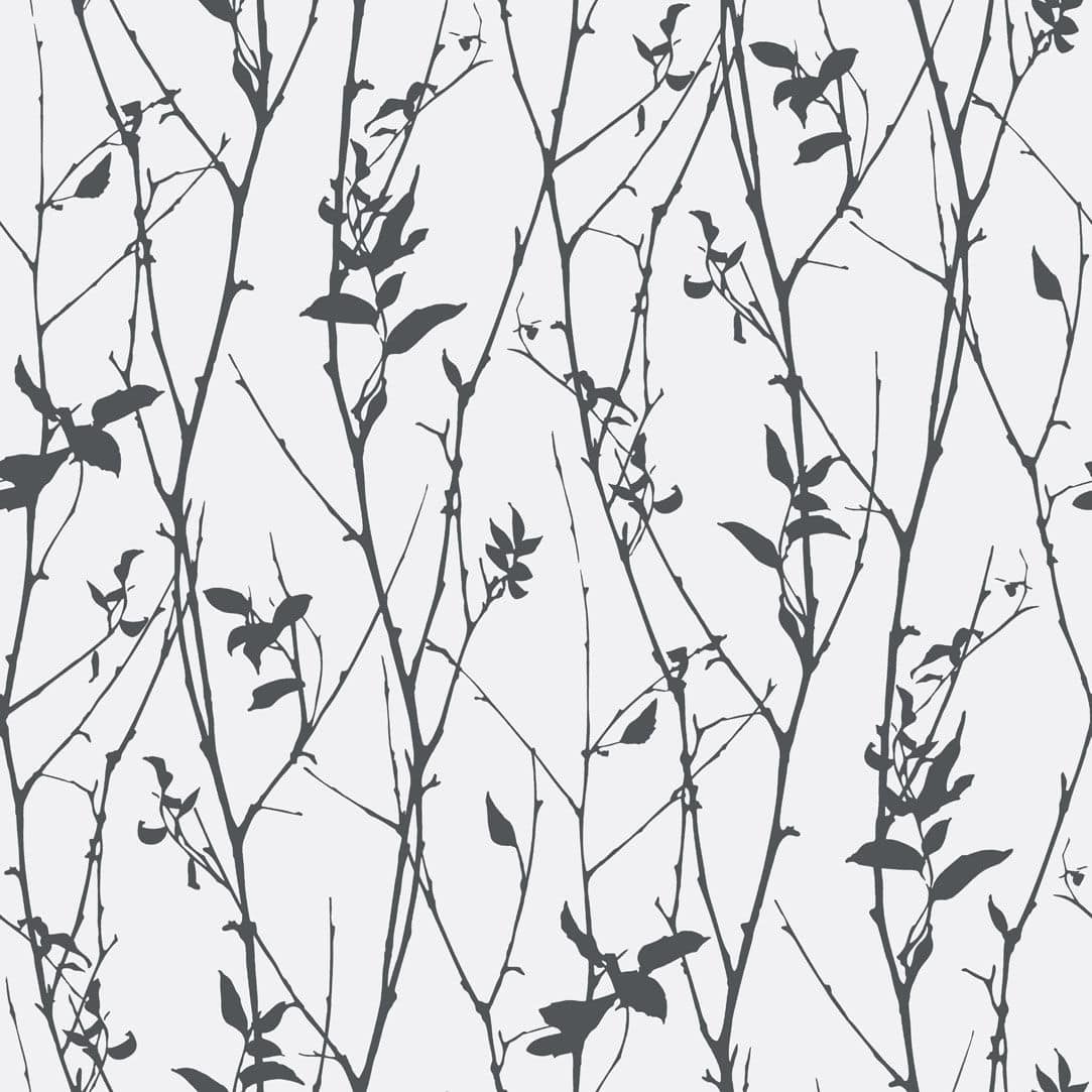 1083x1083 Contemporary wallpaper / nature pattern / white / black