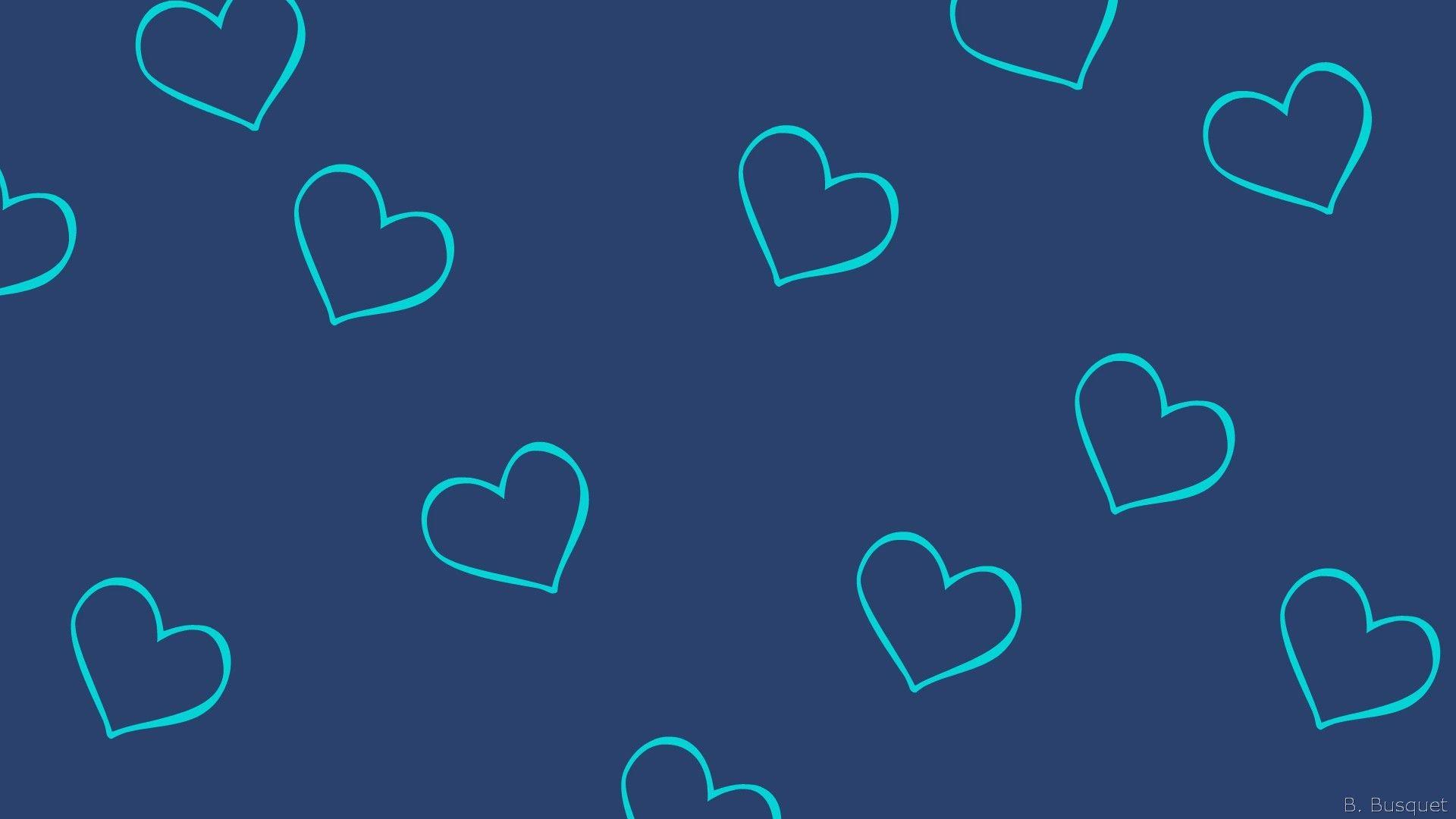 1920x1080 Blue Hearts Wallpaper