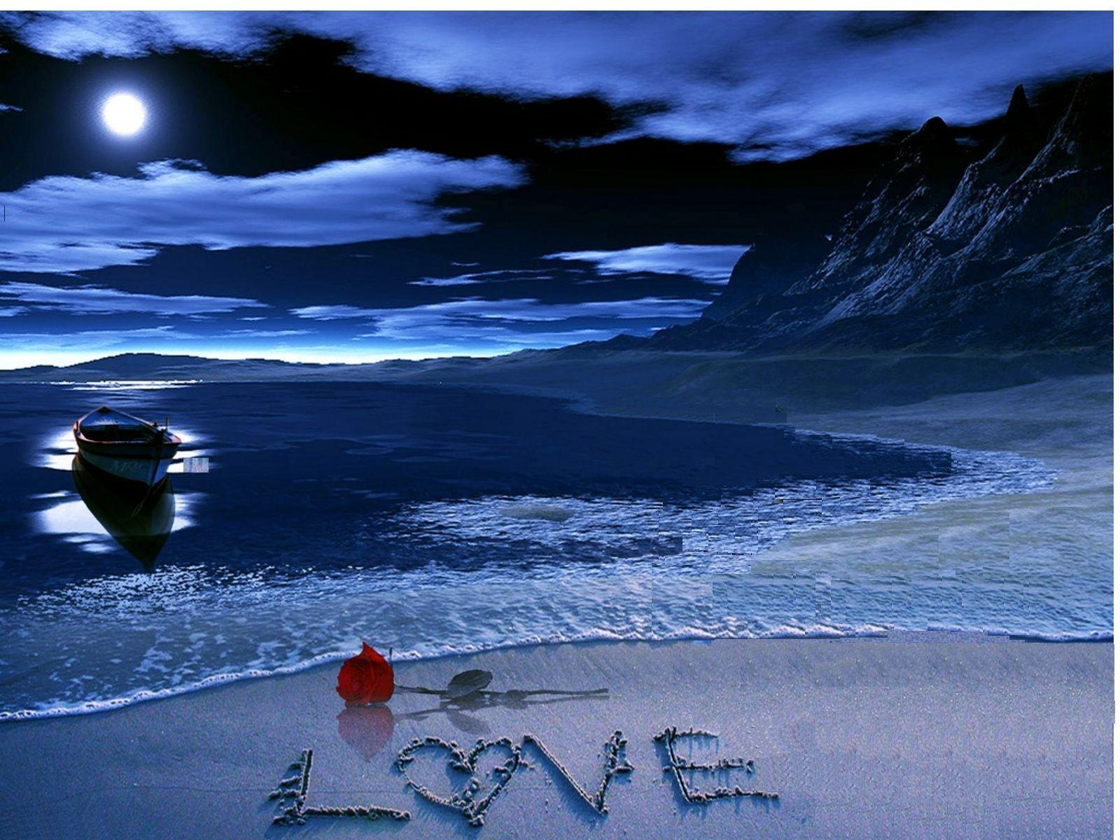 1600x1200 Love Couples in Moonlight Wallpaper
