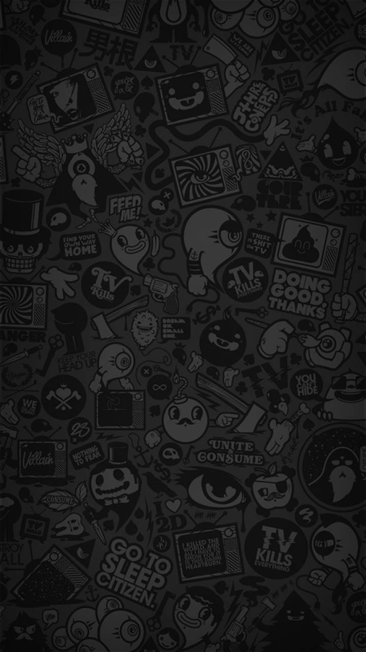 720x1280 Cartoon Black Wallpaper