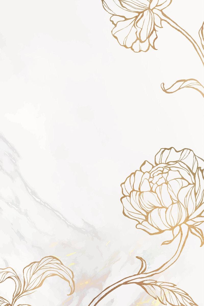 800x1200 Gold floral outline on marble