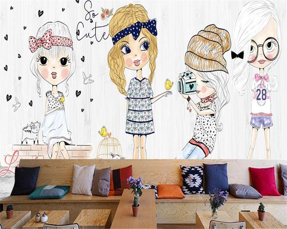 1000x800 beibehang Fashion Modern Individuality papel de parede Wallpaper Girls Hand Drawn Cartoon Store Clothing Store Wall Background. wallpaper girls. fashion wallpaperwallpaper fashion