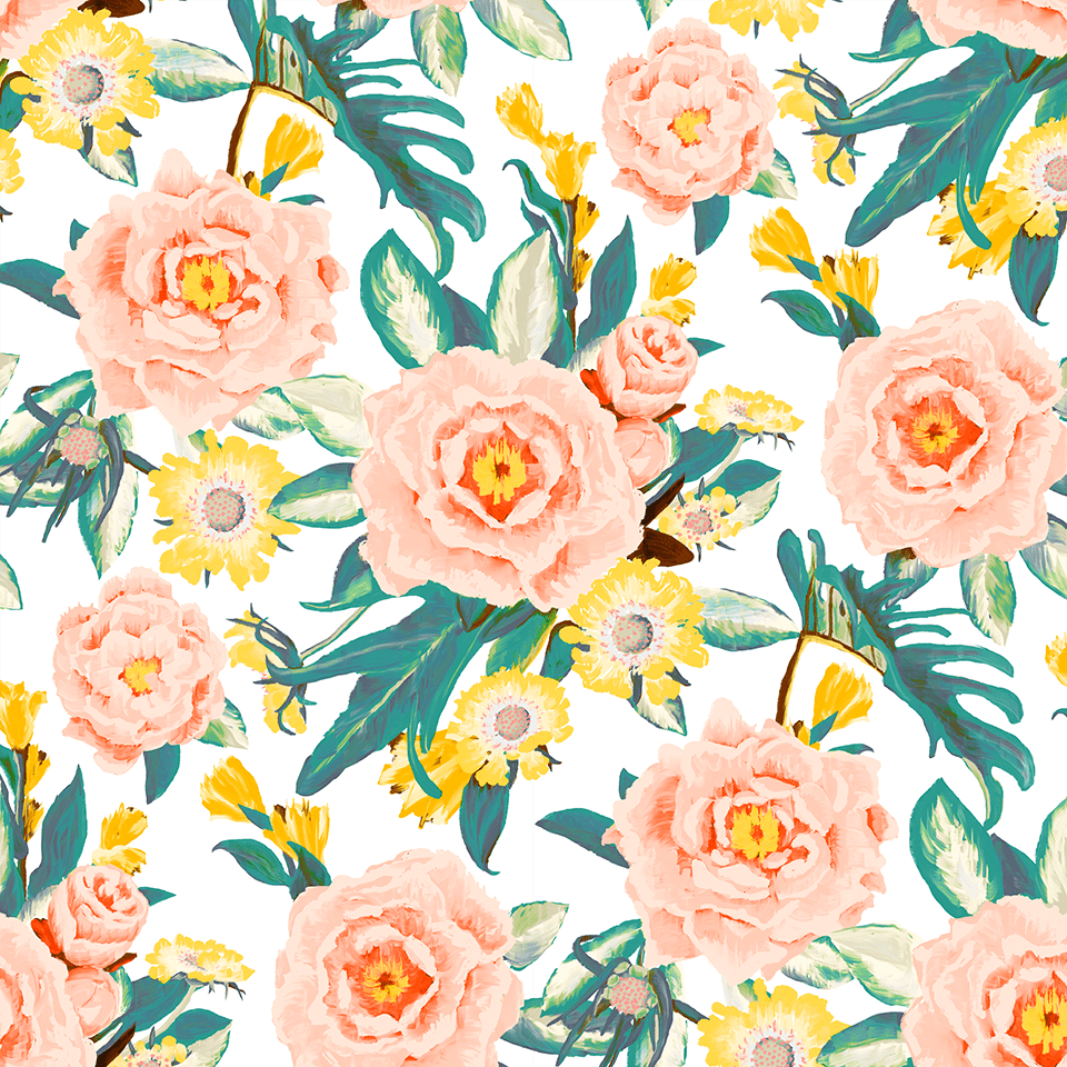 960x960 Posh Posy Removable Fabric Wallpaper and Stick!