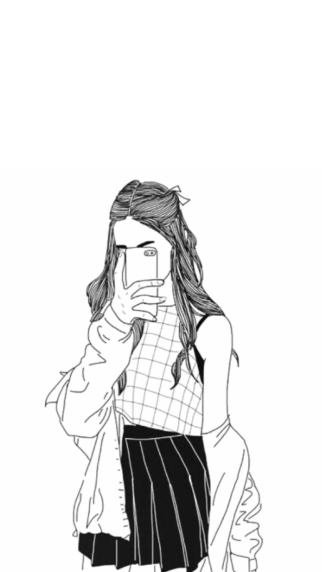 1068x1896 Tumblr Girl Cartoon Wallpaper