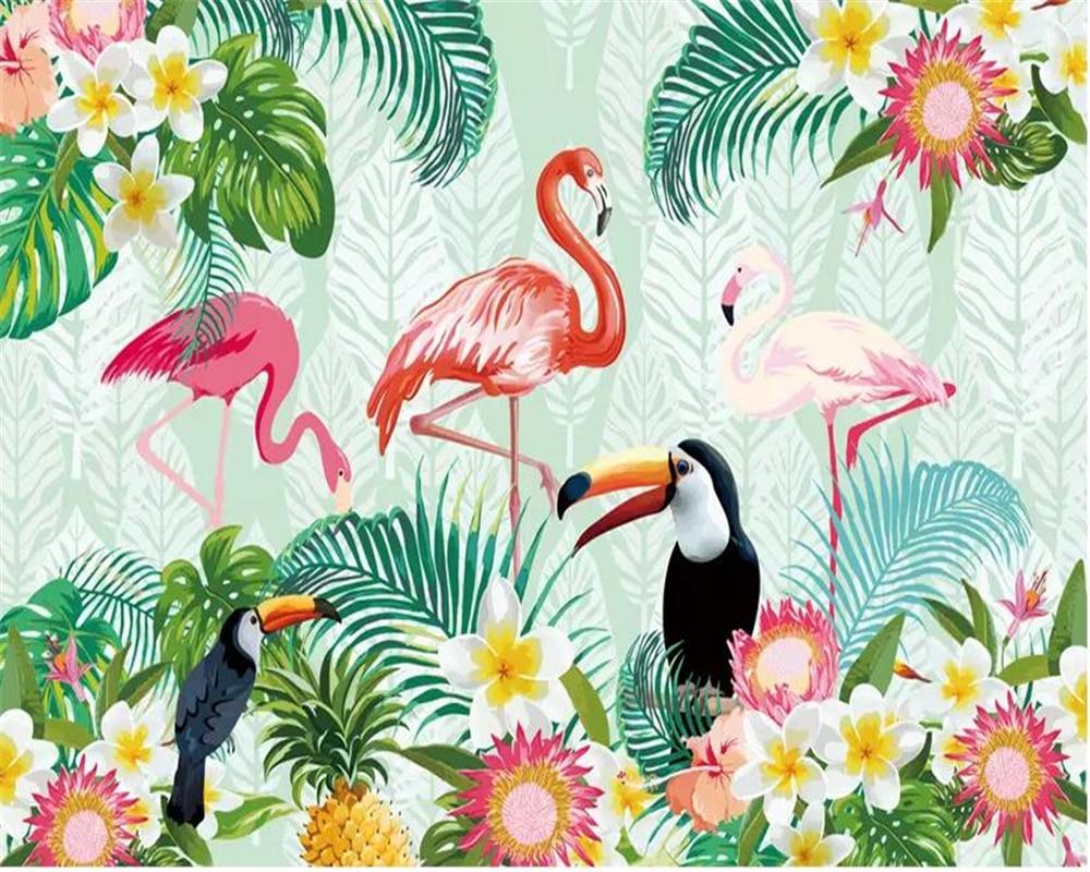 1000x800 Beibehang Custom wallpaper mural tropical plant parrot flamingo children room living room background wall wallpaper 3D tapety. Wallpaper