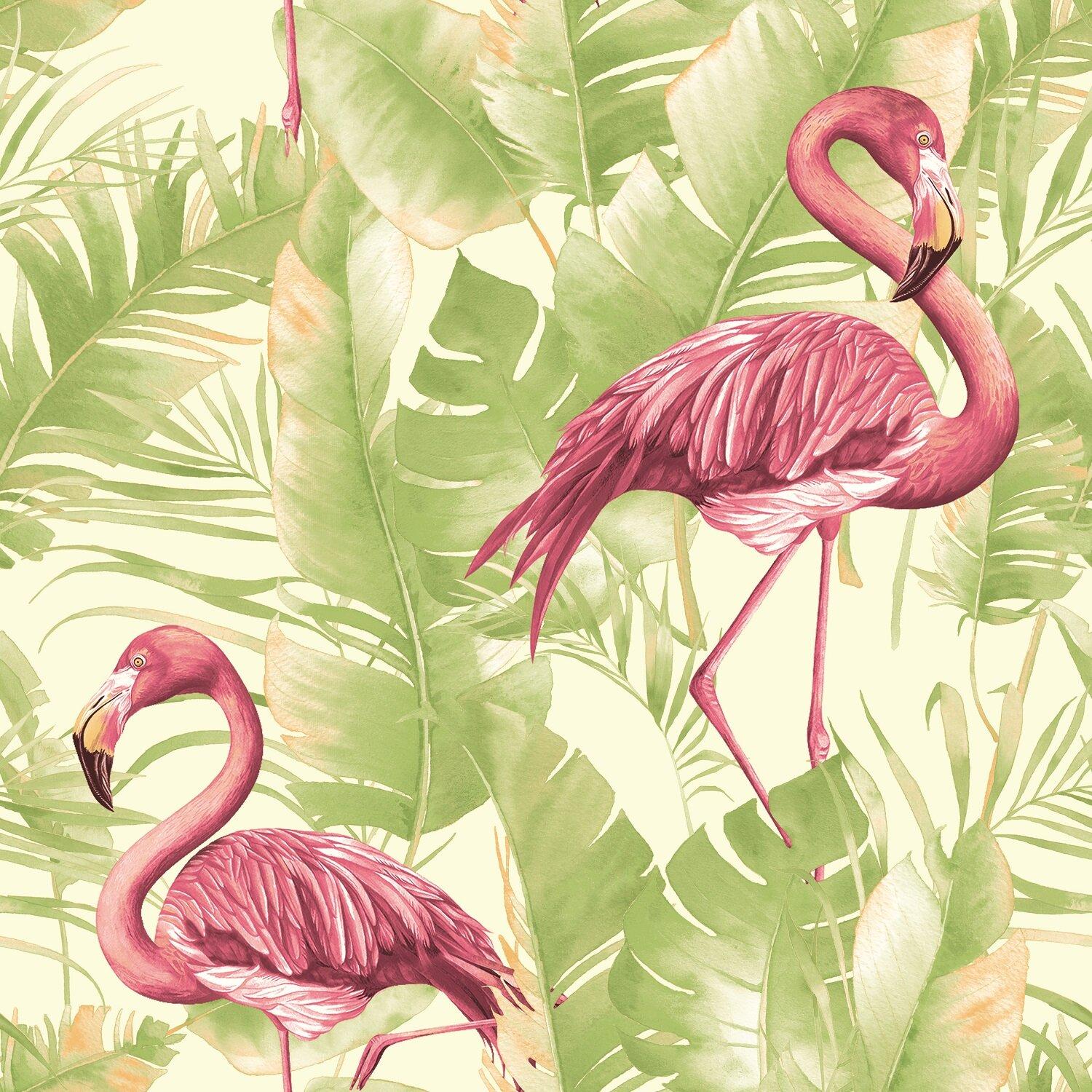 Bright Tropical Flamingo Wallpaper – My Original Wallpaper