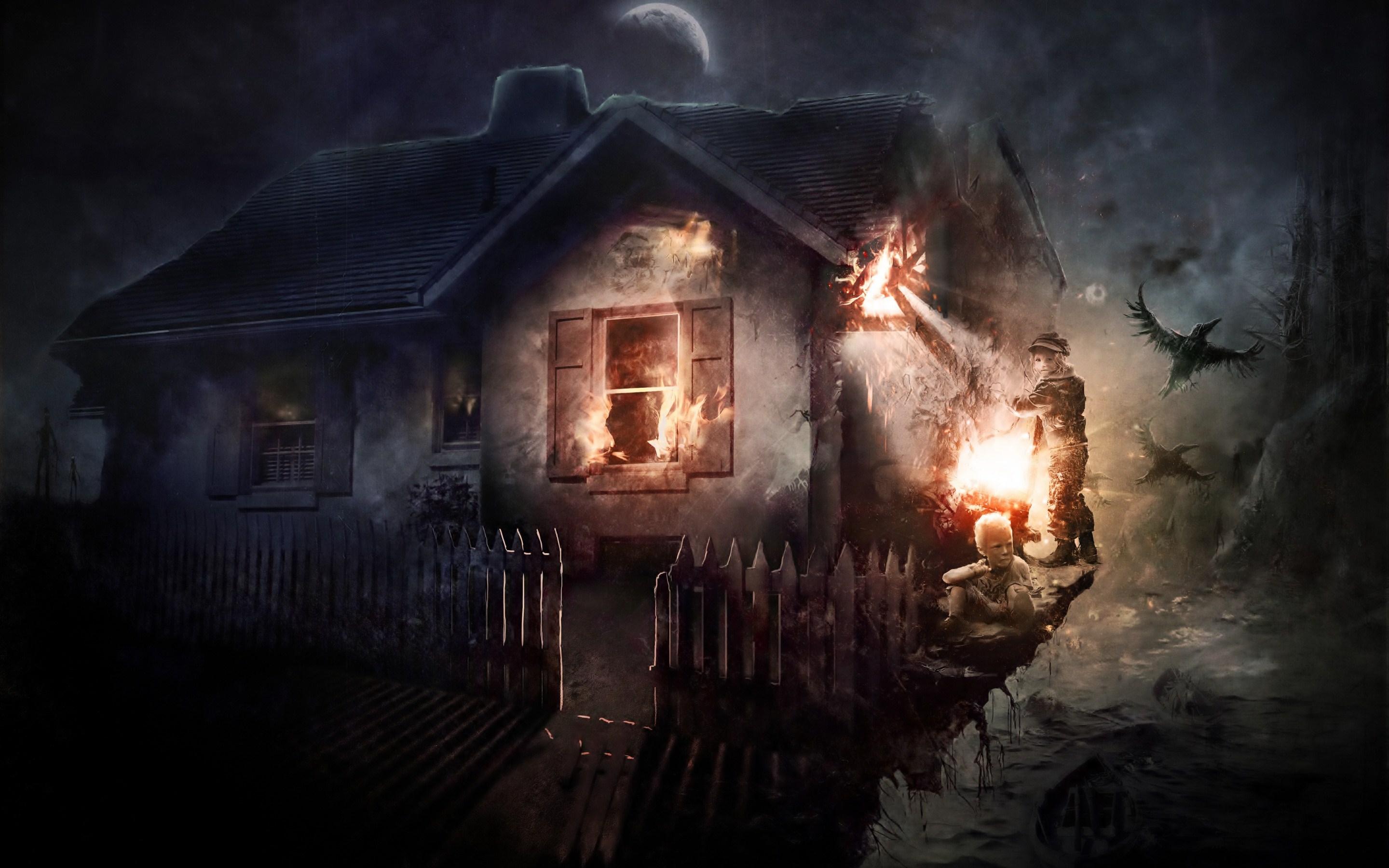 2880x1800 Dark House HD Wallpaper