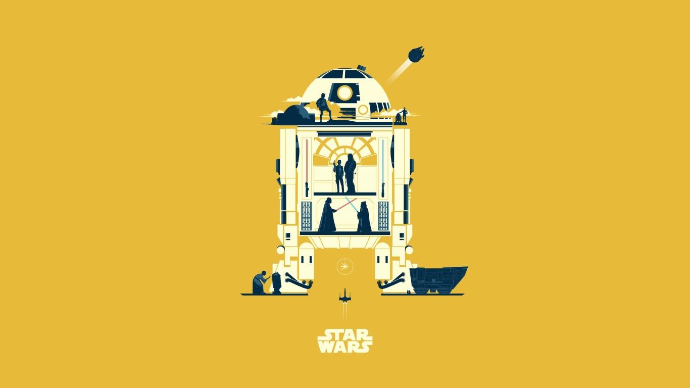 1366x768 R2 D2 Star Wars Minimalist 1366x768 Resolution Wallpaper, HD Minimalist 4K Wallpaper, Image, Photo and Background