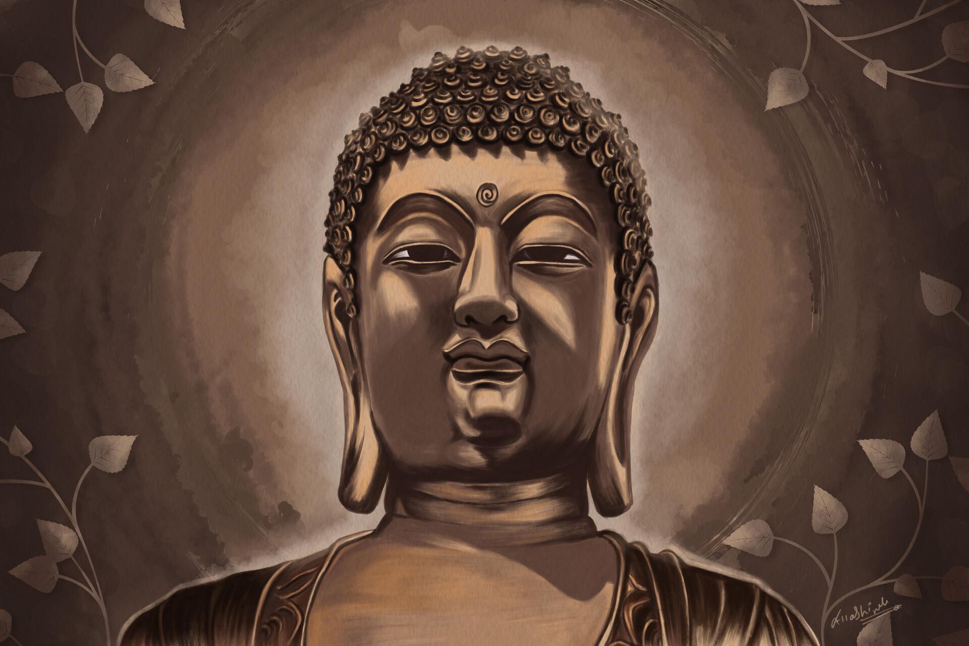 1920x1280 Lord Buddha Painting, Sagar Shinde