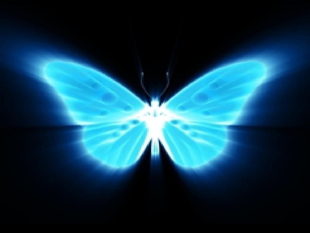 1024x768 Blue Glowing Butterfly Png