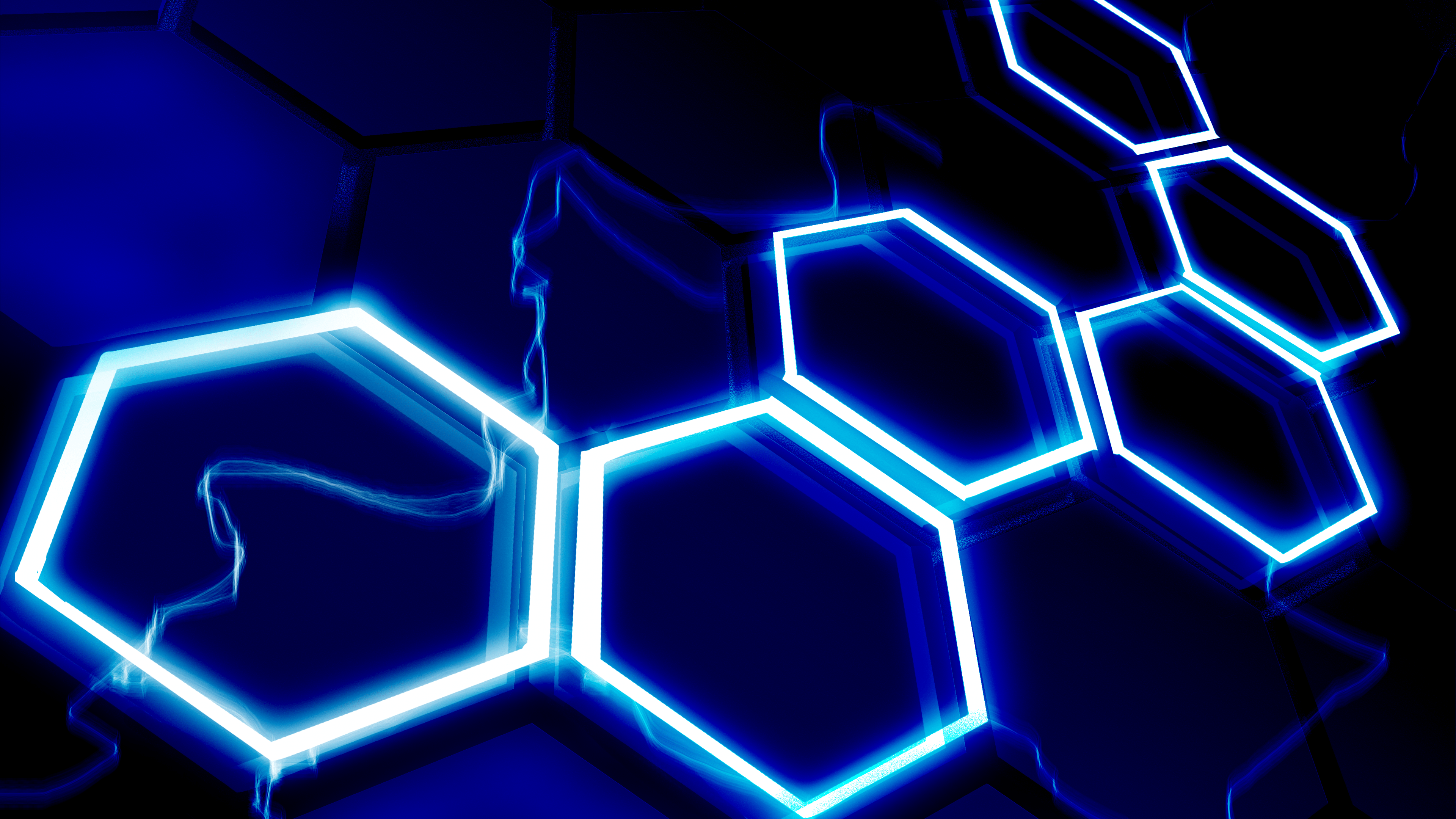 3840x2160 Download 3840x2160 wallpaper inscription, hexagonal, blue glow, abstract, 4k, uhd 16: widescreen, 3840x2160 HD image, background, 25865