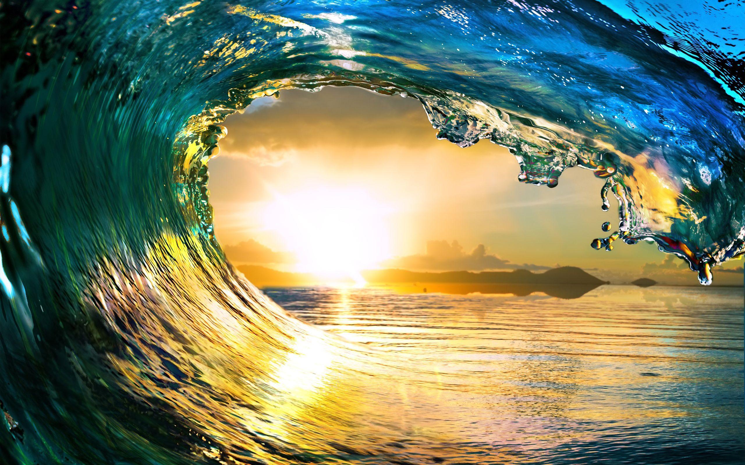 2560x1600 Beautiful Sunset Waves Wallpaper, HD Beautiful Sunset Waves Background