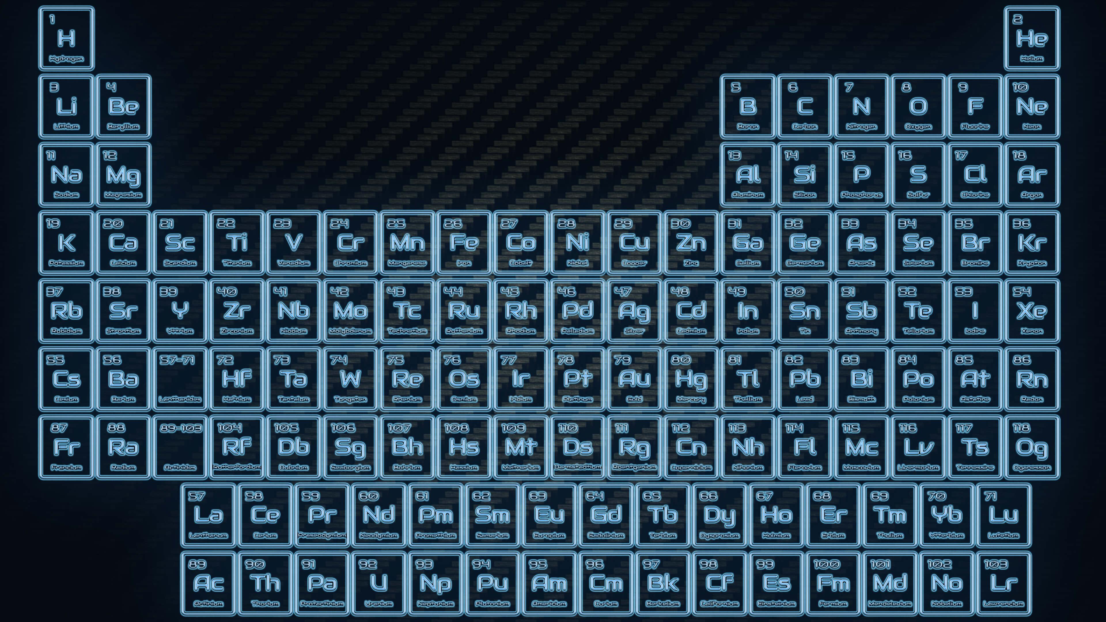 3840x2160 Neon Colored Glowing Tube Periodic Table Wallpaper