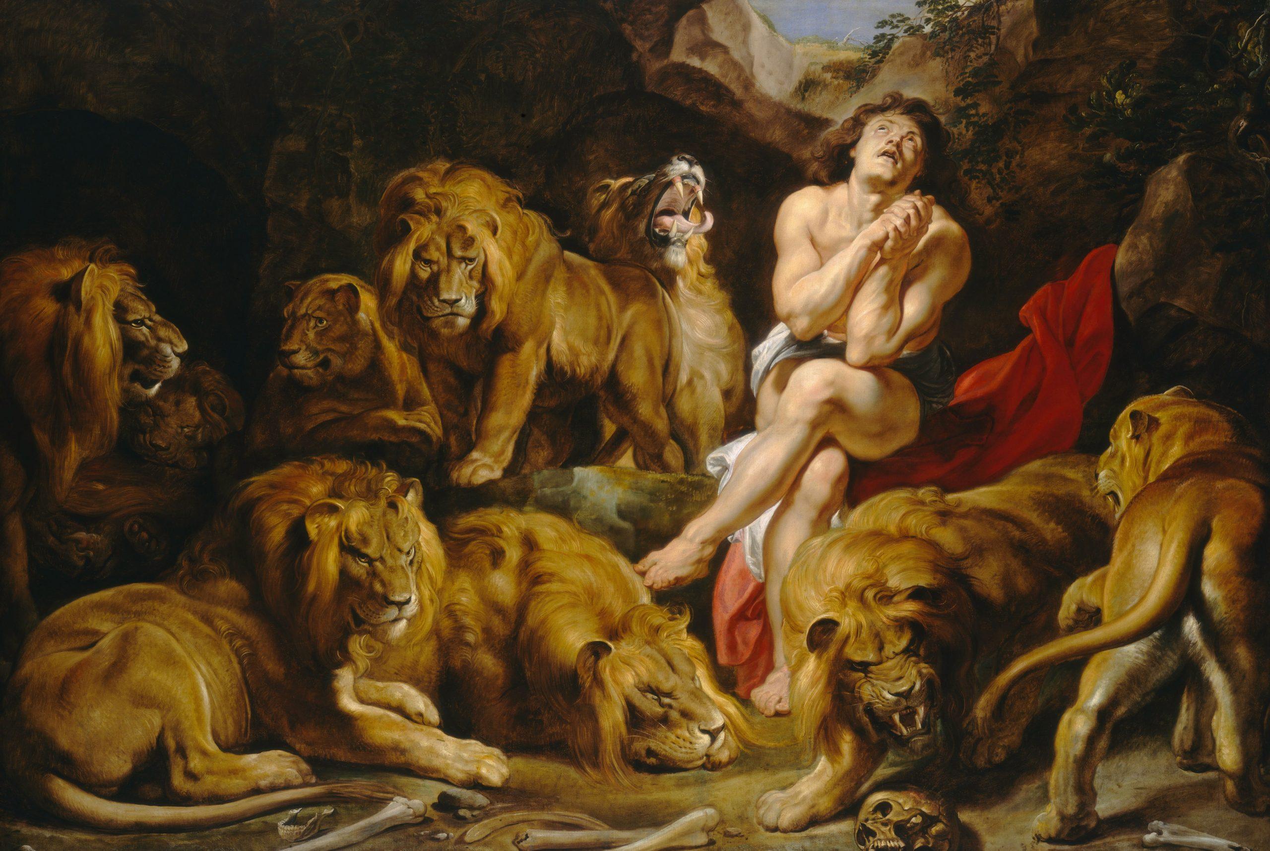 2560x1717 Man surrounded by lion and lioness painting wallpaper, animals, picture • Wallpaper For You HD Wallpaper For Desktop & Mobile