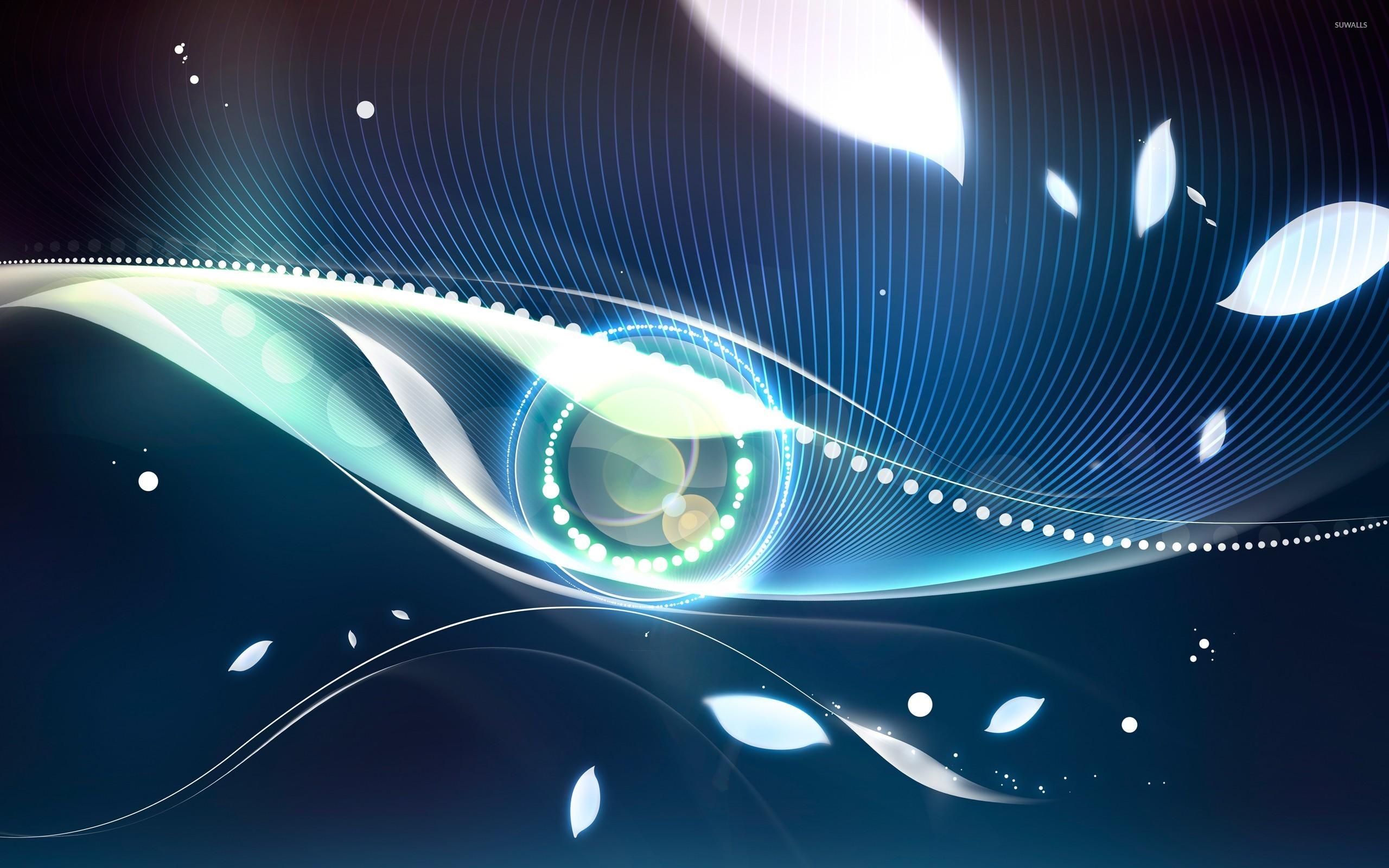 2560x1600 Blue eye surrounded by glowing leaves wallpaper wallpaper
