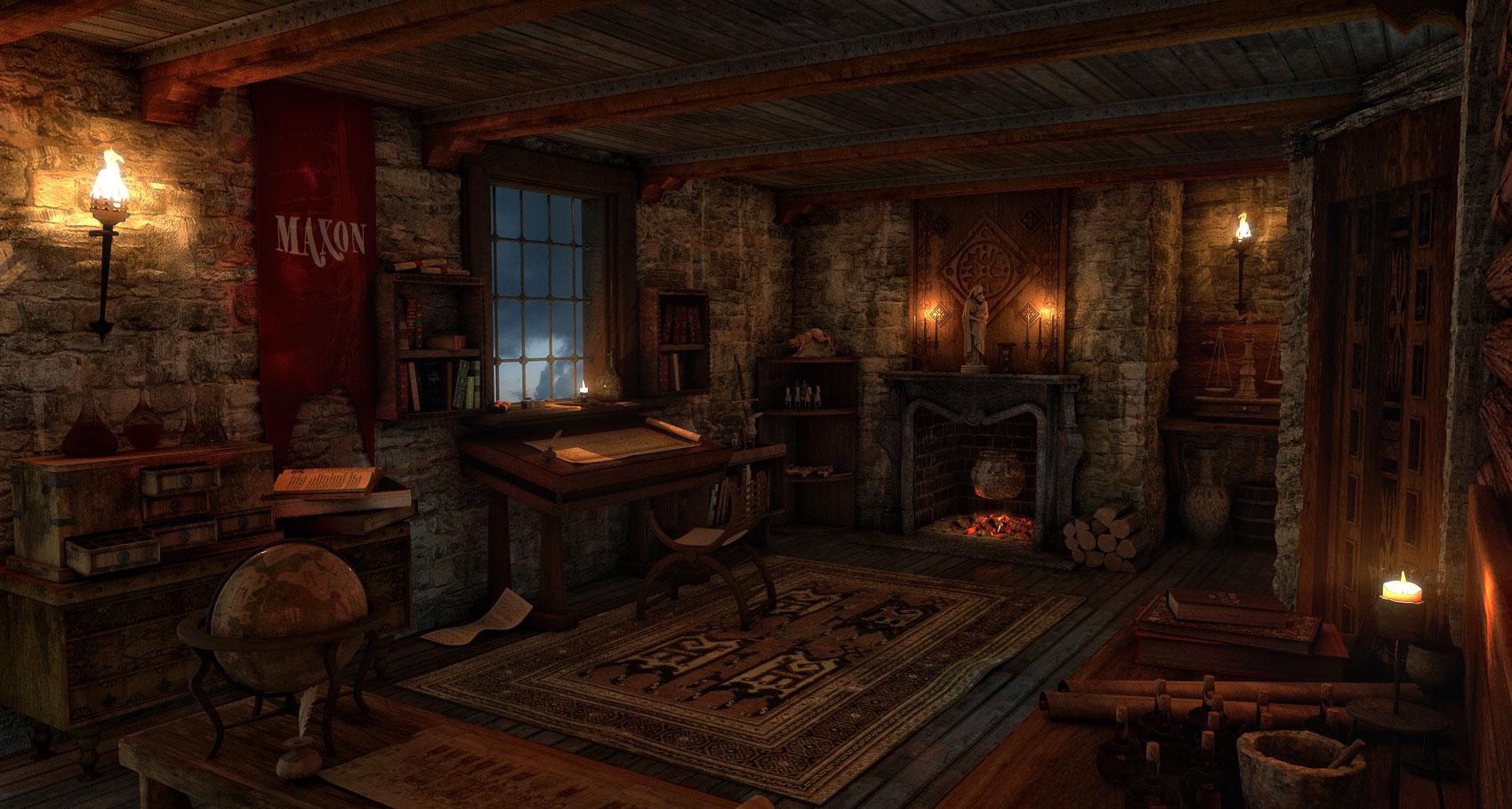 1700x910 Medieval Interior Wallpaper