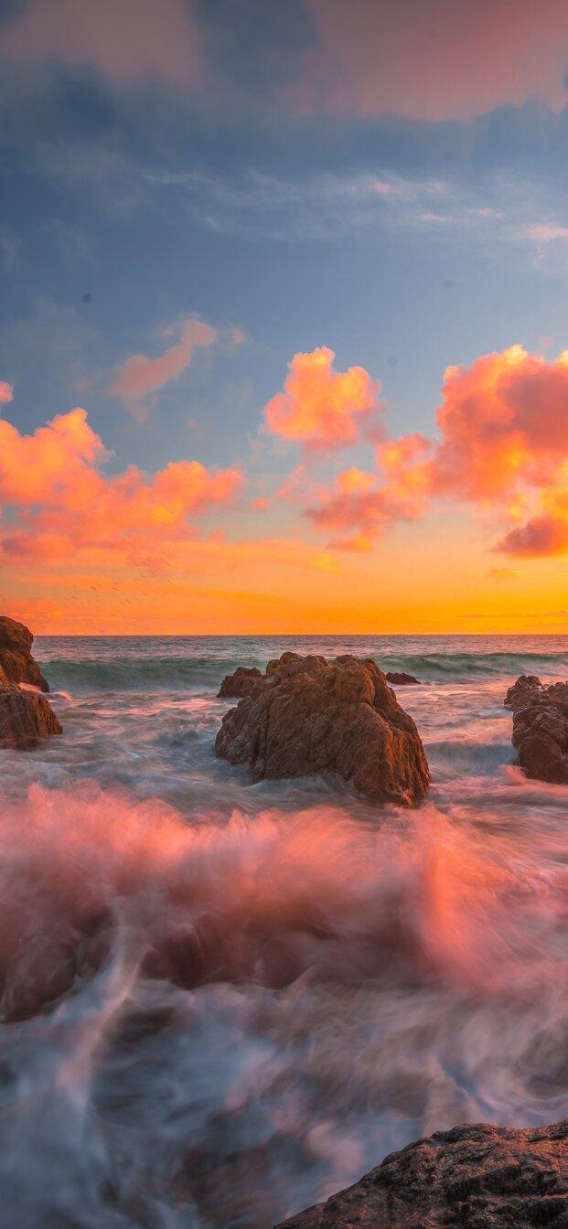 621x1344 Ocean Sunset 8k Wallpaper