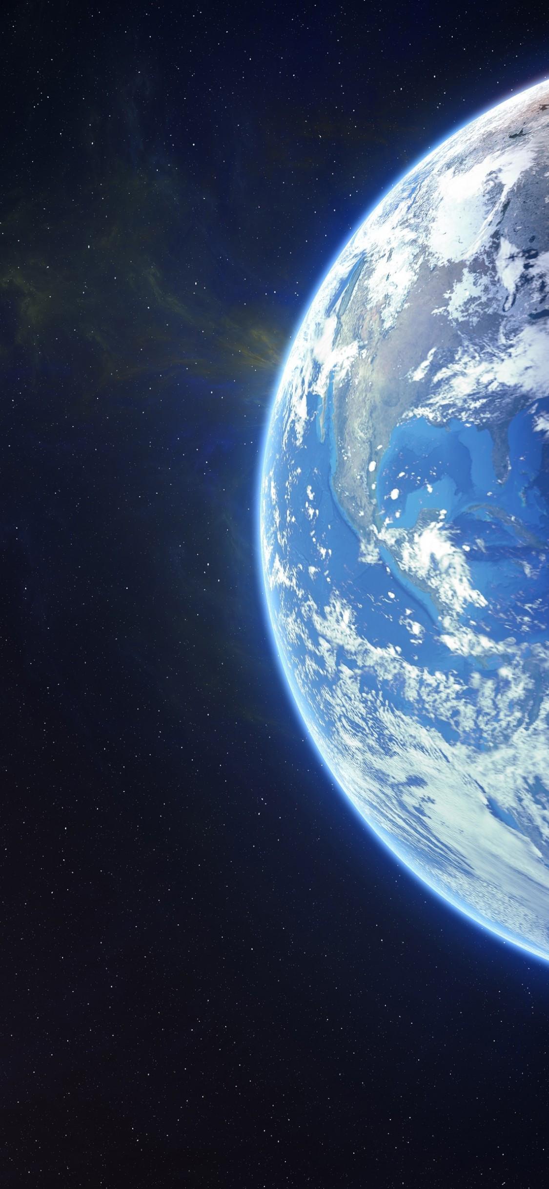 1125x2436 Download 1125x2436 Earth, Moon, Galaxy, Stars, Light Wallpaper for iPhone 11 Pro & X