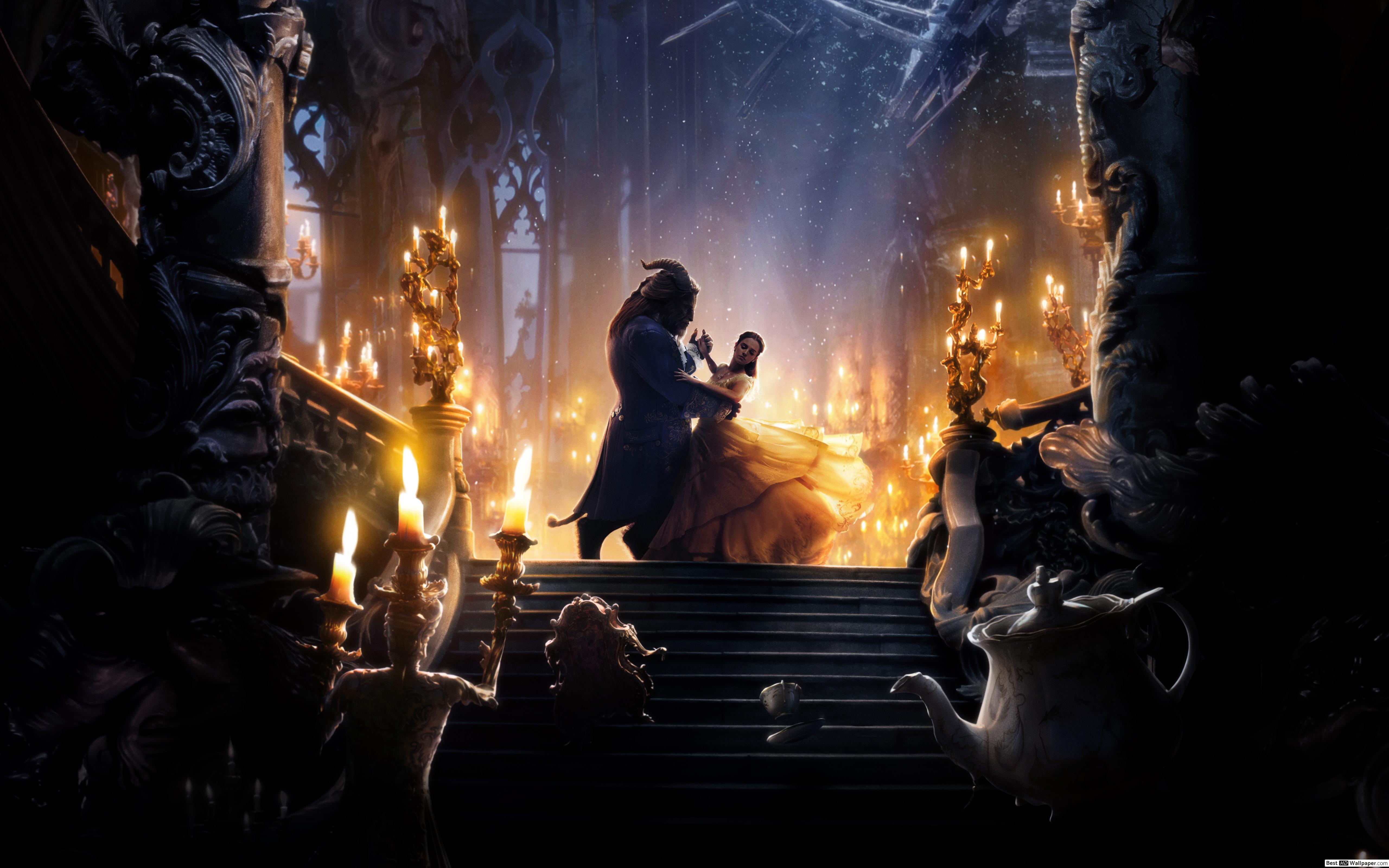 5120x3200 Beauty and the beast in the castle HD wallpaper download