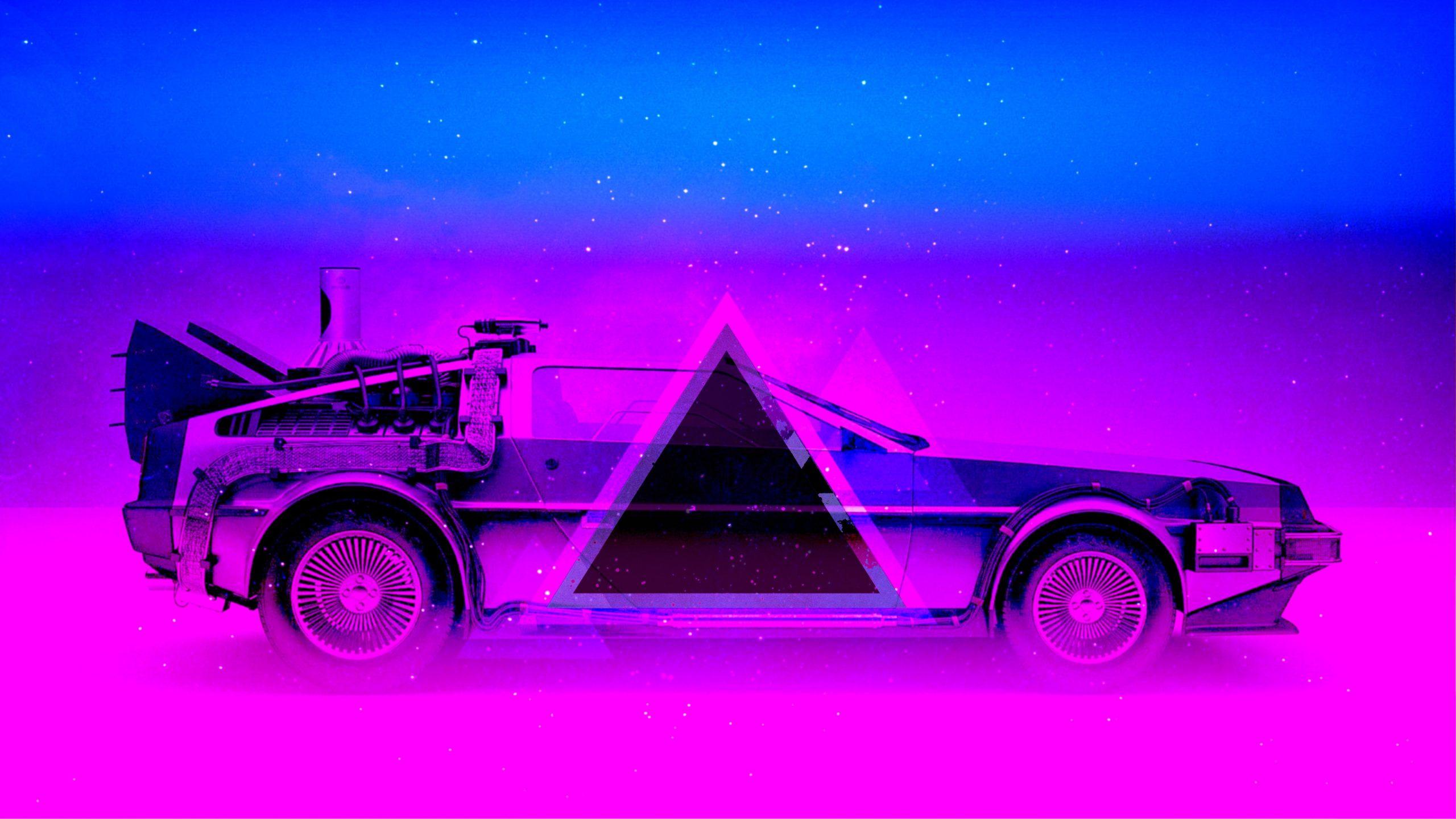 2560x1440 Auto, Music, Neon, Machine, Triangle, DeLorean DMC- Electronic wallpaper • Wallpaper For You HD Wallpaper For Desktop & Mobile