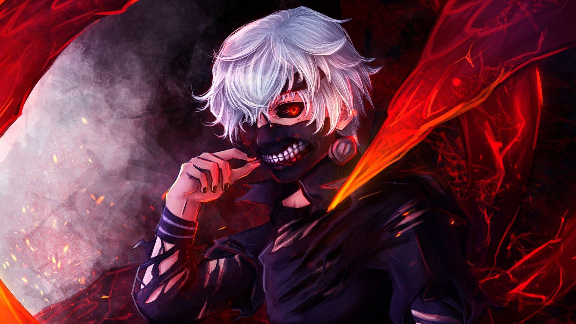 1920x1080 Desktop wallpaper ken kaneki, white hair, artwork, HD image, picture, background, 1a620e