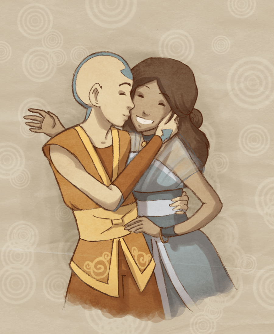 900x1094 Aang and Katara: The Last Airbender Fan Art