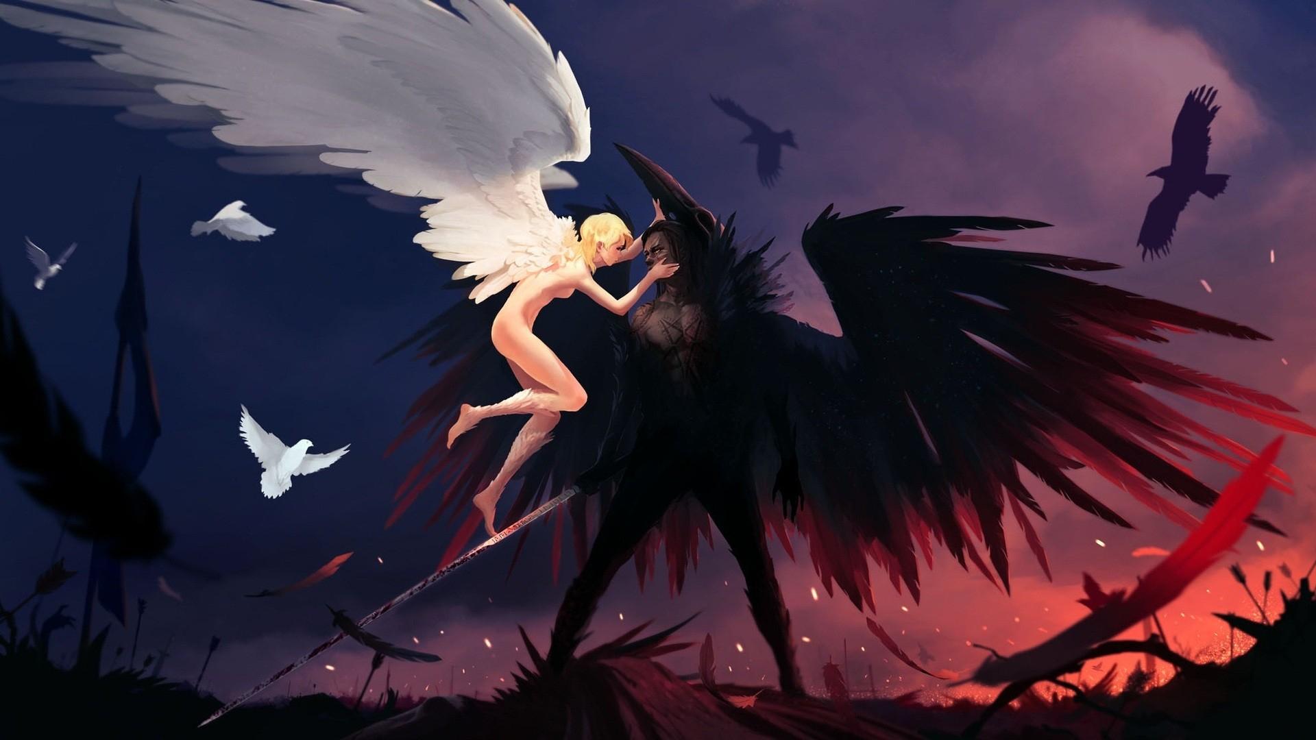 1920x1080 Download Wallpaper, Download blondes angels wings birds battle blood demons weapons feathers 1920x1080 wallpaper Wallpaper –Free Wallpaper Download