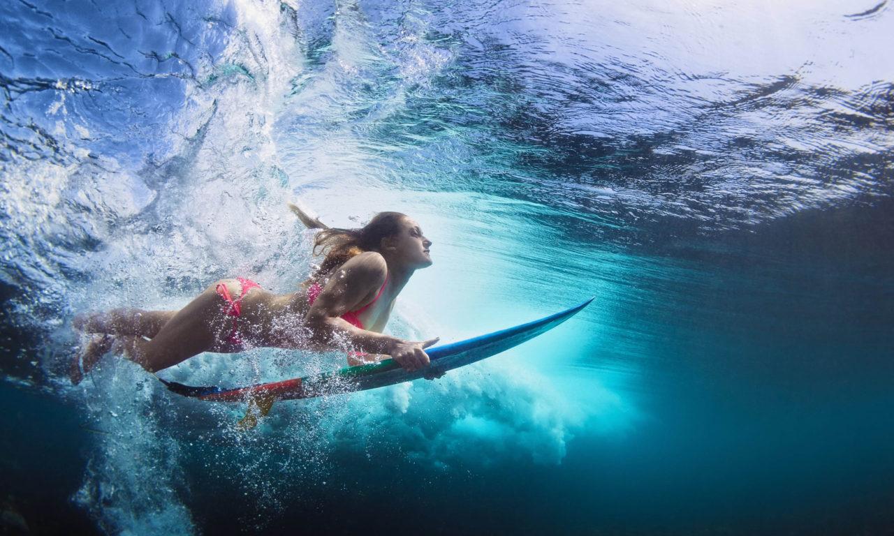 1280x768 Surfer girl duck dive hawaii best beaches for surfing Wallpaper HD :