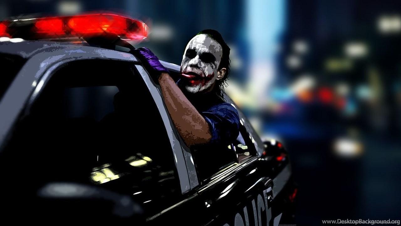 1280x720 Download 1366x768 Joker Driving In A Police Car Wallpaper Desktop Background