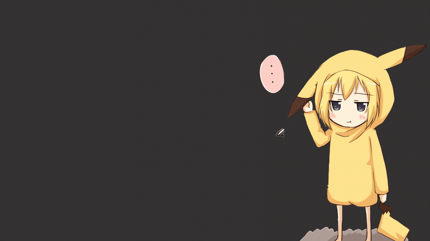 1366x768 Anime Pikachu Girl Wallpaper