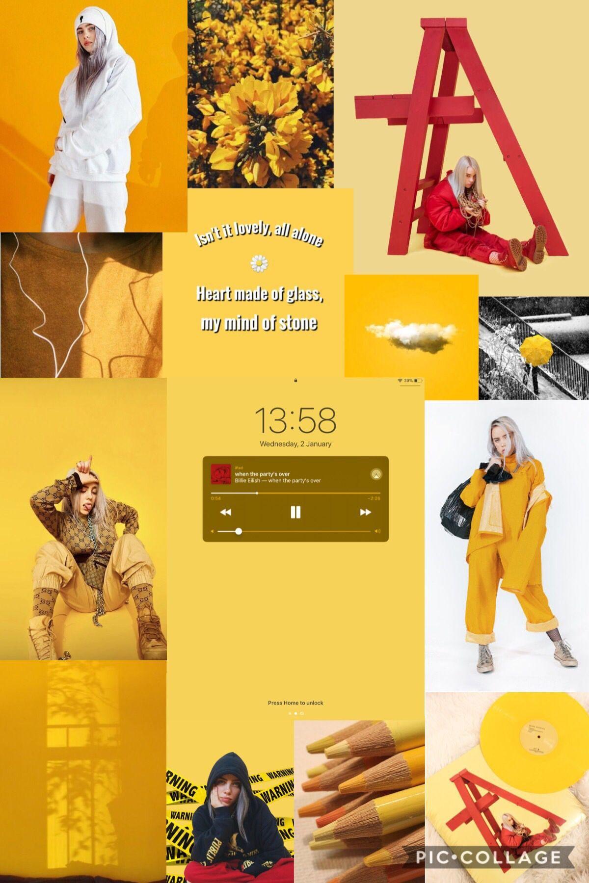 1200x1800 Billie Eilish Yellow Wallpaper