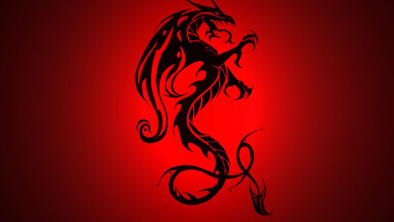1360x768 Black and Red Dragon Logo